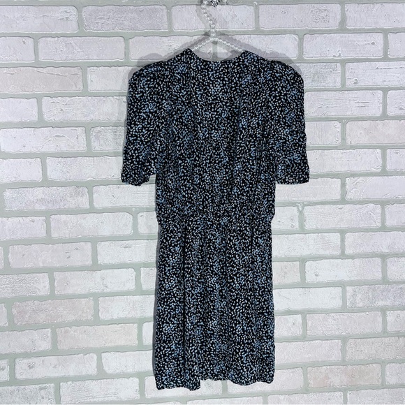 The Kooples Short Sleeve Wrap Patterned Mini Wrap Dress in Blue and Black Size 0 - Picture 11 of 12